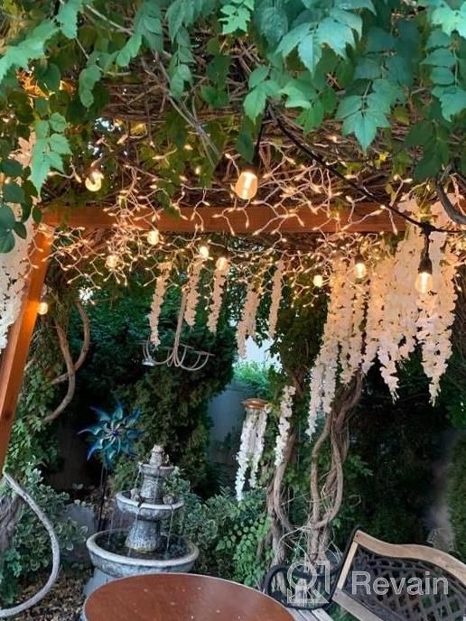 img 1 attached to Pink Artificial Fake Wisteria Vine Rattan Hanging Garland Silk Flowers String Home Party Wedding Decor 43.2 Feet (12 Pack) review by Aaron Collins