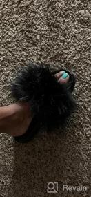img 3 attached to Valpeak Fur Slides Slippers For Women Open Toe Furry Fluffy Slides Slippers Girls Fur Sandals Outdoor