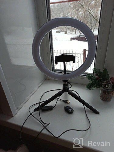img 2 attached to 📸 10-inch LED Ring Light With Stand and Phone Holder – Desktop Circle Lamp with Tripod Mount for YouTube Video, Live Streaming, Makeup, Photography, Selfie, Shooting – 3 Lighting Modes & 10 Brightness Levels review by Lee Siu ᠌