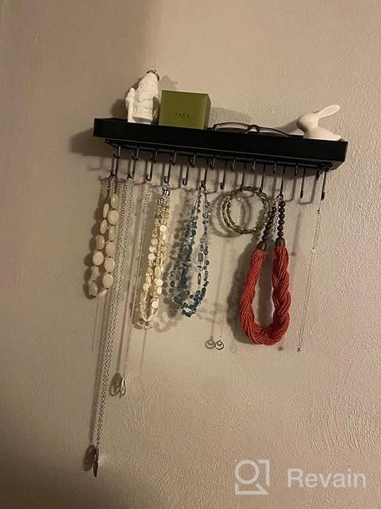 img 1 attached to 25 Hooks Wall Mount Jewelry Organizer - JACKCUBE DESIGN Aesthetic Hanging Necklace Bracelet Holder Shelf With Black Decor MK124B review by Gelin Sepulveda