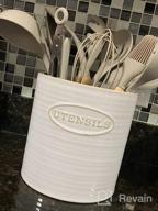 img 1 attached to Organize Your Kitchen With YHOSSEUN Porcelain Utensil Holder - Large Oval Crock With Rustic Two-Tone Finish review by Russell Smith