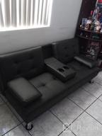 img 1 attached to JUMMICO Futon Sofa Bed Faux Leather Couch Bed Modern Convertible Folding Recliner With 2 Cup Holders For Living Room (Black) review by Joshua Gallegos
