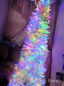 img 6 attached to 7.5Ft Prelit Pencil Christmas Tree - Warm White & Multi-Color Lights, Foldable Metal Stand, Alpine Slim Holiday Decoration For Xmas Home/Office/Party