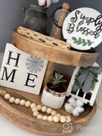 img 1 attached to LIBWYS 6 Pcs Farmhouse Decors For Tiered Tray Farmhouse Home Decor Tiered Tray Decor Items Mini Signs Simply Blessed Home Windmill Wooden Beads Garland Rustic Kitchen Decor review by Devin Perry