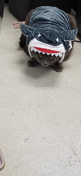 img 1 attached to Mogoko Funny Dog Cat Shark Costumes, Pet Halloween Christmas Cosplay Dress, Adorable Blue Shark Pet Costume,Animal Fleece Hoodie Warm Outfits Clothes (L Size) review by Becky Taylor