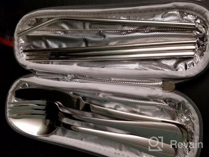 img 1 attached to Reusable Stainless Steel Travel Utensil Set With Case, Chopsticks And Straw - Rainbow Color Portable Cutlery For Camping & Travel. review by Brian Summers