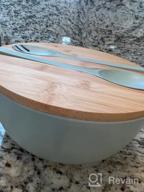 img 1 attached to Large 9.8 Inch Solid Bamboo Salad Bowl Set With Servers And Lid - Perfect For Fruits, Salads, And Decorations - White Color - GEHE Bamboo Bowl And Spoon Set review by John Langdon