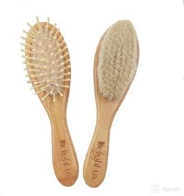 img 3 attached to Organic Bamboo Baby Hairbrush - Premium Wood Bristles