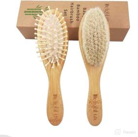 img 4 attached to Organic Bamboo Baby Hairbrush - Premium Wood Bristles