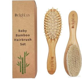 img 2 attached to Organic Bamboo Baby Hairbrush - Premium Wood Bristles