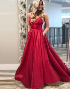 img 1 attached to Stylish Prom Gown With Spaghetti Straps, Pockets And V-Neckline – A Perfect Choice For Your Evening Party Look!