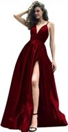 stylish prom gown with spaghetti straps, pockets and v-neckline – a perfect choice for your evening party look! logo