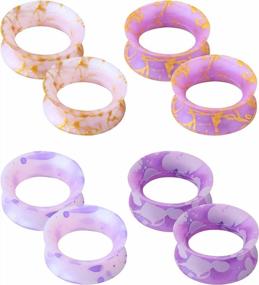 img 4 attached to 2G-1'' Silicone Tunnels Ear Gauges - 8PCS Double Flared Flesh Tunnels Plugs Piercing Jewelry For Women Men By JEWSEEN