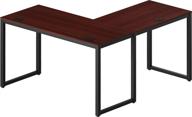 cherry shw home office 55"x60" large l shaped corner desk - perfect for your home office! logo