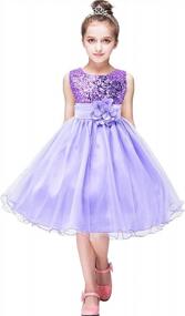 img 4 attached to YMING Girls Flower Party Tutu Dress Sequin Flare Lace Princess Dress Wedding Pageant Ball Gown