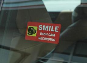 img 2 attached to 10 компл. предупреждающих знаков Smile Dash Cam Recording Sign Sticker Статическая липкая наклейка внутри окна автомобиля 2,5X5 дюймов (статическая цепляемость)