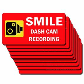 img 3 attached to 10 Set Warning Signs Smile Dash Cam Recording Sign Sticker Static Cling Decal Inside Car Window 2.5 X 5 Inch (Static Cling)
