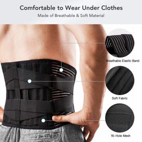 img 1 attached to Breathable Lower Back Brace With Custom Fit And Anti-Skid Waist Belt, 4 Stays For Pain Relief From Herniated Disc And Sciatica, Ideal For Women And Men - Freetoo