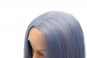 img 3 attached to Multi-Colored Glueless Lace Front Wig For Women: Long Straight Hair With Middle Part, Heat Resistant Synthetic Hair Replacement