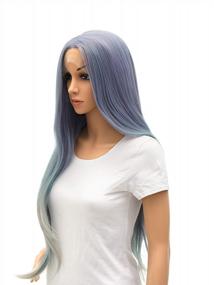 img 2 attached to Multi-Colored Glueless Lace Front Wig For Women: Long Straight Hair With Middle Part, Heat Resistant Synthetic Hair Replacement