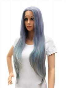 img 4 attached to Multi-Colored Glueless Lace Front Wig For Women: Long Straight Hair With Middle Part, Heat Resistant Synthetic Hair Replacement