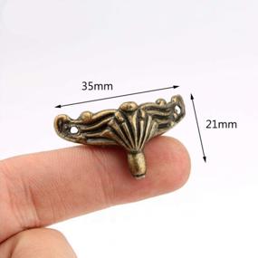 img 3 attached to Antique Brass Box Alloy Tiny Leg Shape Jewelry Chest Gift Box Decorative Feet Corner Protector For Embossing Wood Case Decor 36X198Mm (Green Bronze) - 25Pcs