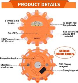 img 3 attached to 🚗 Markstor Led Road Flares 3 Pack: USB Rechargeable Safety Flare Light for Emergency Car Kit, with Magnet & Hook – 9 Flash Modes, Car Safety Beacon Flashing Warning Light (3-Pack)
