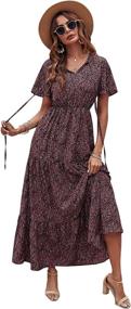 img 4 attached to 🌸 Floerns Womens Floral Sleeve Burgundy Dress Collection: Women's Clothing with Exquisite Style