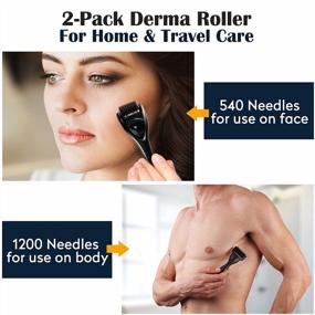 img 1 attached to 2 Pack Microneedle Derma Roller Kit For Men Women Home Use - Body Hair Beard Growth