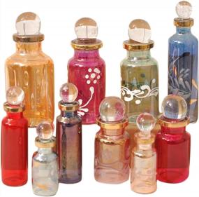img 4 attached to Set Of 10 Decorative Mini Bottles For Perfume, Essential Oils Or Potion - CraftsOfEgypt Genie Blown Empty Glass Vials 2" High (5Cm), Assorted Colors