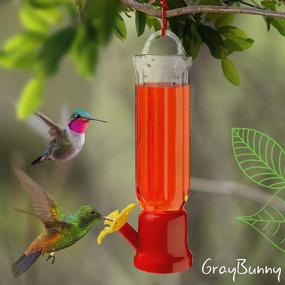 img 2 attached to Set of 4 Gray Bunny Mini Hummingbird Feeders with Hanging Wires - Transparent Humming Bird Feeder Set