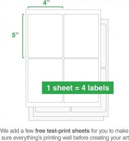 img 3 attached to 100 белых печатных этикеток 4X5 дюймов, совместимых с лазерными и струйными принтерами, 25 листов в упаковке - ChromaLabel