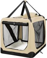 portable soft dog crate - folding pet carrier for travel - mesh mat included - 3-door design - 5 sizes for indoor and outdoor use логотип