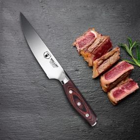 img 1 attached to Jane Series 5'' Senior Steak Knife Set Of 4 - High Carbon German Stainless Steel & Pakkawood Handle Ergonomics Design