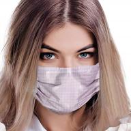 50pcs одноразовая маска для лица 3-слойный фильтр немедицинские дышащие маски с ушной петлей для загрязнения воздуха - magshion (purple feather plaid) логотип