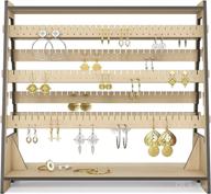 📿 indi & olive adjustable wood standing earring organizer - double sided display rack with 240 notches & 232 holes - decorative earring holder stand логотип