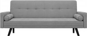 img 4 attached to JUMMICO Mid-Century Futon Sofa Bed Modern Fabric Couch Convertible Reclining Sofa Bench Seat With 2 Cushions For Living Room And Office - 80" Length, Grey