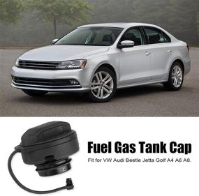 img 3 attached to 🔒 Black ABS Fuel Gas Tank Cap Assembly for Audi A3 A4 A6 A8 Allroad RS6 S6 S8, Beetle, Jetta, Passat, Touareg - 1J0201553A