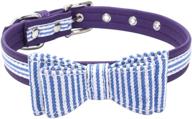 stylish blue striped pet collar with bow-knot for small dogs - xs size by tangpan for optimal comfort logo