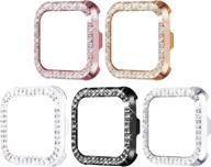 surace compatible for fitbit versa case, bling crystal diamond frame protective case compatible for fitbit versa smart watch (5 packs, rose gold/pink gold/black/silver/clear) логотип