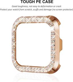 img 1 attached to Surace Compatible For Fitbit Versa Case, Bling Crystal Diamond Frame Protective Case Compatible For Fitbit Versa Smart Watch (5 Packs, Rose Gold/Pink Gold/Black/Silver/Clear)