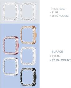 img 2 attached to Surace Compatible For Fitbit Versa Case, Bling Crystal Diamond Frame Protective Case Compatible For Fitbit Versa Smart Watch (5 Packs, Rose Gold/Pink Gold/Black/Silver/Clear)