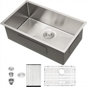 img 4 attached to 33X19 Undermount Kitchen Sink - Sarlai 33 Inch Kitchen Sink Undermount Single Bowl Stainless Steel 16 Gauge Sink Basin