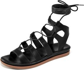 img 4 attached to Summer Sandals For Women: Comfy Cross-Strap Gladiator Flats, Non-Slip Casual Beach Shoes