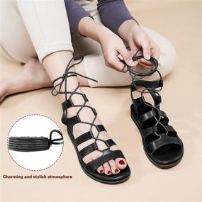 img 1 attached to Summer Sandals For Women: Comfy Cross-Strap Gladiator Flats, Non-Slip Casual Beach Shoes