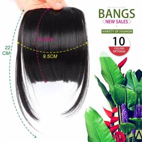 img 2 attached to Transform Your Look Instantly With LEEONS Clip-On Black Fringe Hair Extensions - 6" Short Straight Hairpiece With Two-Side Clips In 1B#