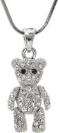 silver plated teddy bear necklace with movable spinningdaisy crystals logo