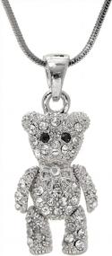 img 4 attached to Silver Plated Teddy Bear Necklace With Movable Spinningdaisy Crystals