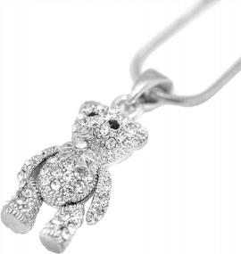 img 2 attached to Silver Plated Teddy Bear Necklace With Movable Spinningdaisy Crystals