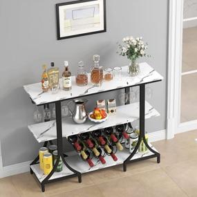 img 2 attached to Modern White Wine Bar Cabinet With Glass Holder And Rack - Perfect For Home Bar Living And Dining Room Storage
